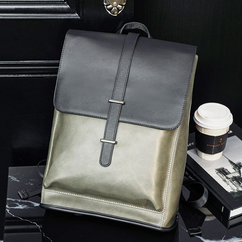 Custom PU Leather Men Backpack Vintage School Backpack Laptop bag for men leather Backpack