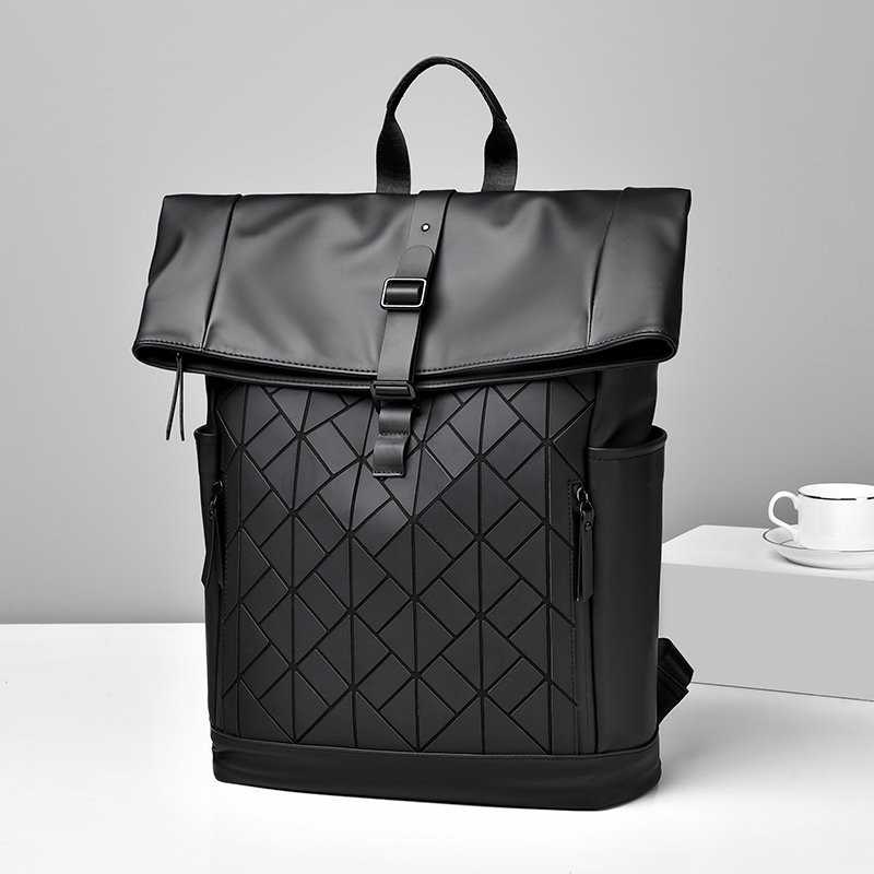 Fashion trend PU waterproof wear-resistant material men's fashion Backpack 15.6-inch laptop backpack suitable for outdoor travel