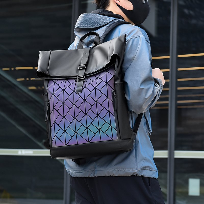 Fashion trend PU waterproof wear-resistant material men's fashion Backpack 15.6-inch laptop backpack suitable for outdoor travel