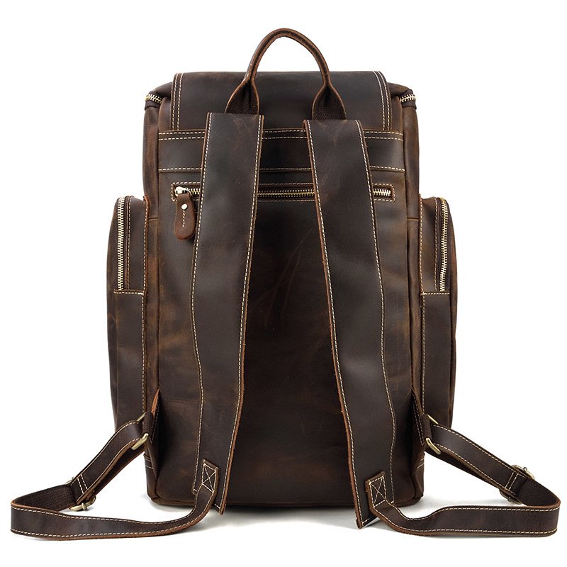 Wholesale Brown Full Grain Genuine Leather Laptop Backpack Bag Men Leather Backpack For Men Luxury