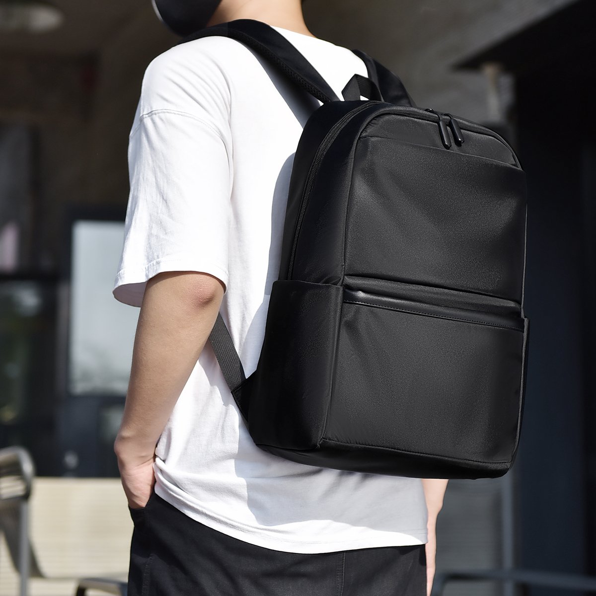 Casual fashion PU waterproof wear-resistant laptop backpack Men's backpack is suitable for going out to school and work