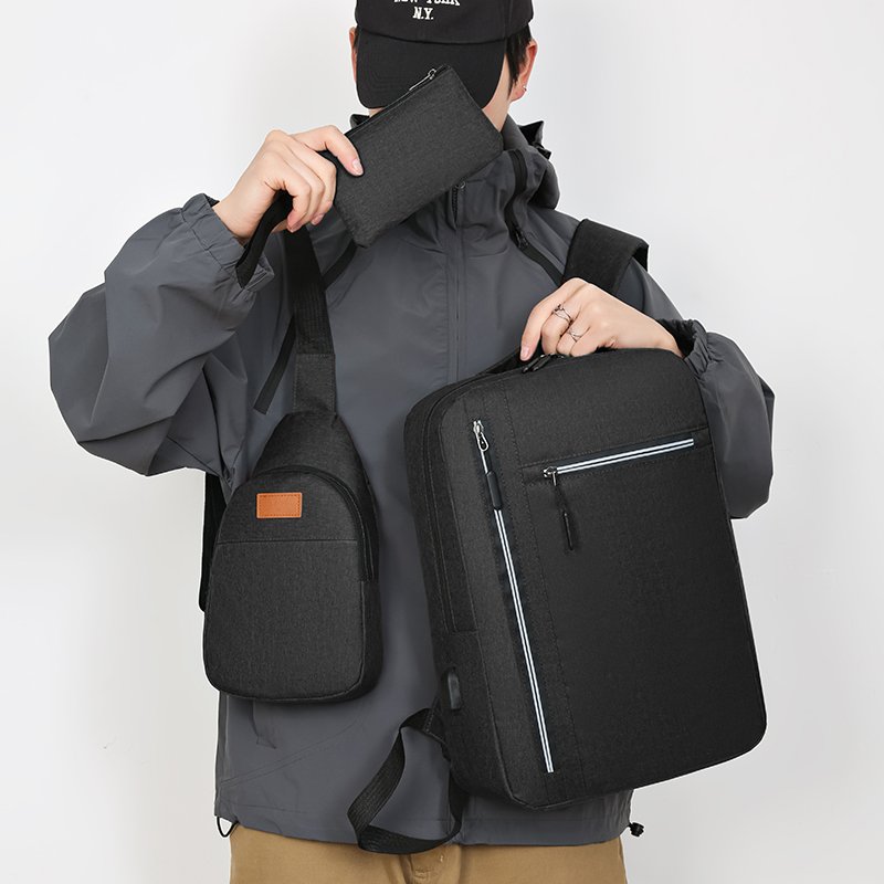 2024 New Hot Sale Custom Logo Wholesale USB Light Laptop Backpack Large Capacity Zipper Soft Hot Sale Laptop Backpack Set