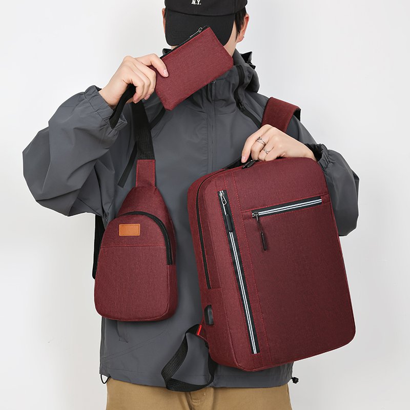 2024 New Hot Sale Custom Logo Wholesale USB Light Laptop Backpack Large Capacity Zipper Soft Hot Sale Laptop Backpack Set