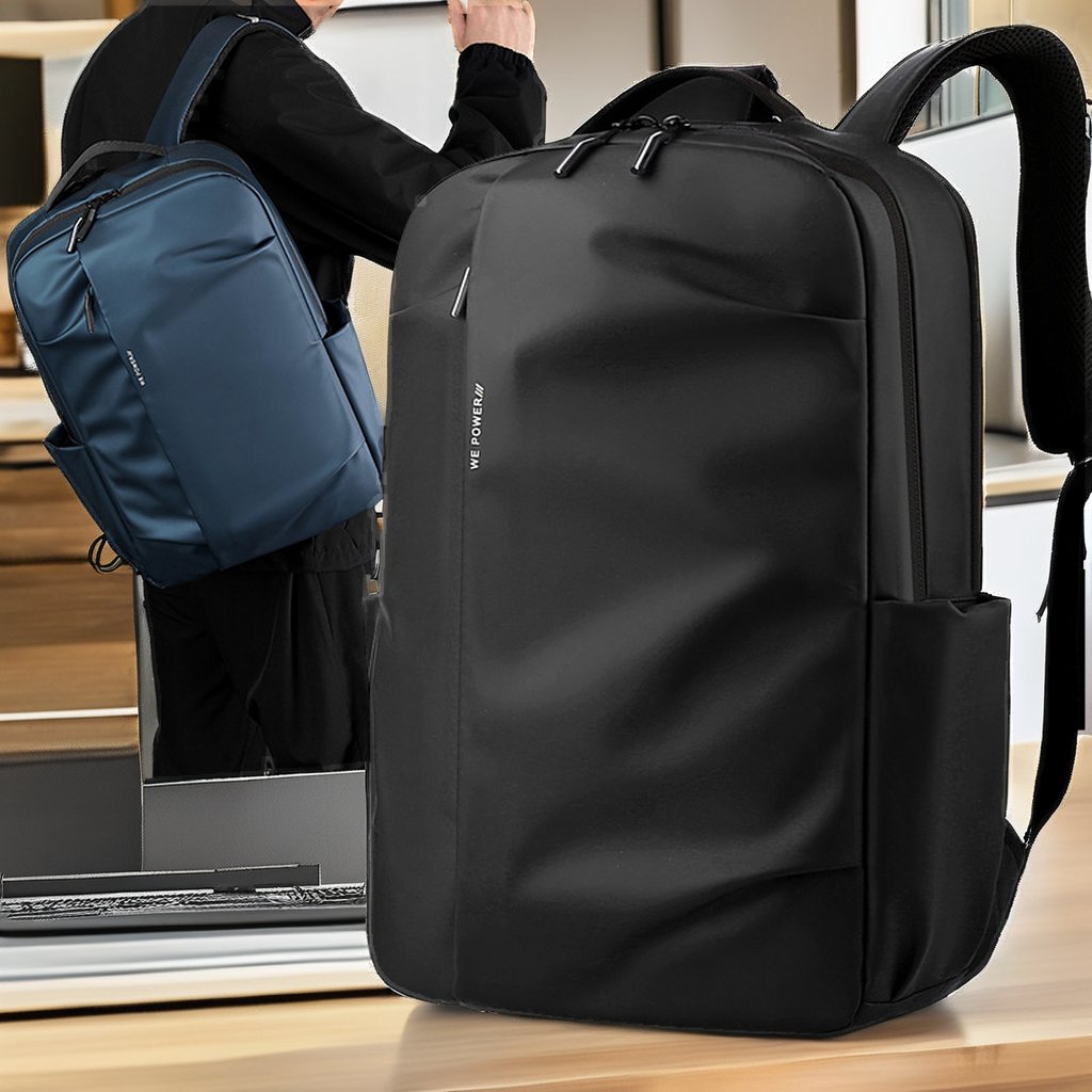 xianghui High Quality Custom Waterproof PU Leather Roll Top Unisex Business Travel Computer Backpack with USB Anti-Theft