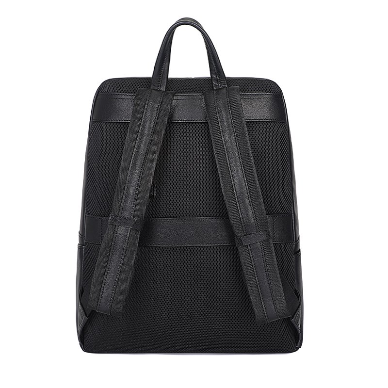 Business Casual Large Capacity 14 Inch Laptop Student Backpack Black Custom Anti-Theft Bag Men's Luxury Travel Leather Backpack