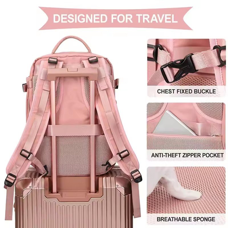 Hot Fashion Large Capacity Laptop Backpack Vintage Style Travel Backpack with Water-Proof Zipper Closure Nylon Lining