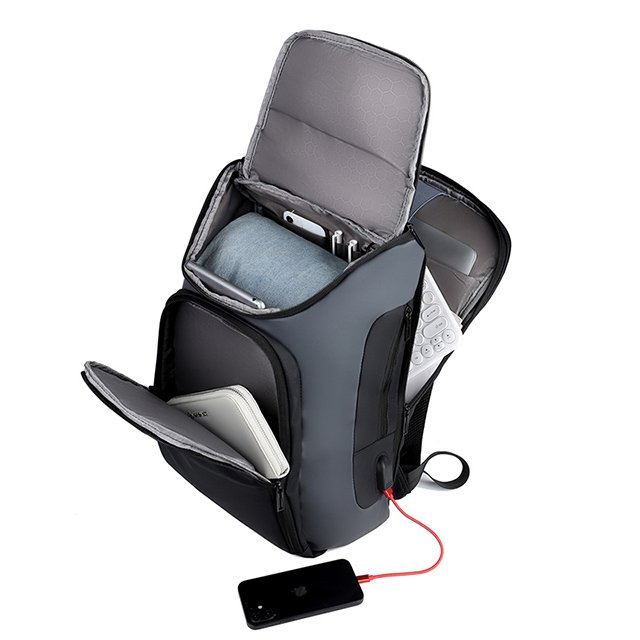 BSCI custom logo High Quality Polyester anti-theft backpack office computer Business bag laptop backpackp With USB Charger Port