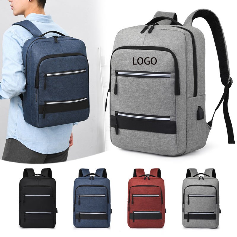 Customizable Waterproof USB Business Laptop Backpack Unisex Anti-theft School and Travel Bag with Shoulder Straps