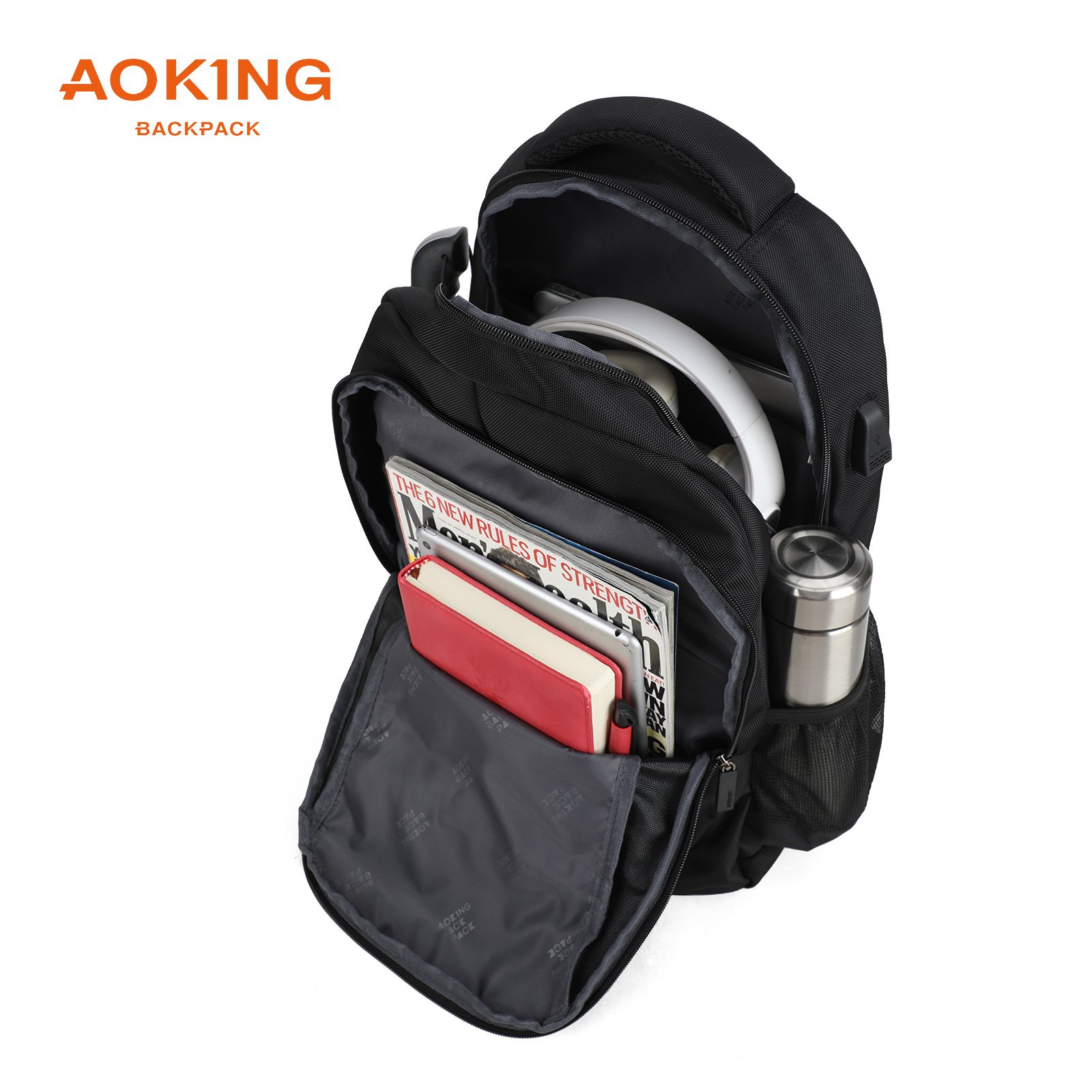 AOKING custom logo durable men business office sac a dos casual mochilas school backpack rucksack travel laptop bags backpack