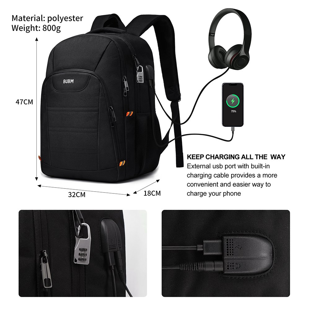 Travel Casual Waterproof USB Large Capacity College Customized Computer Bag Laptop Backpack For Men with Charging Port