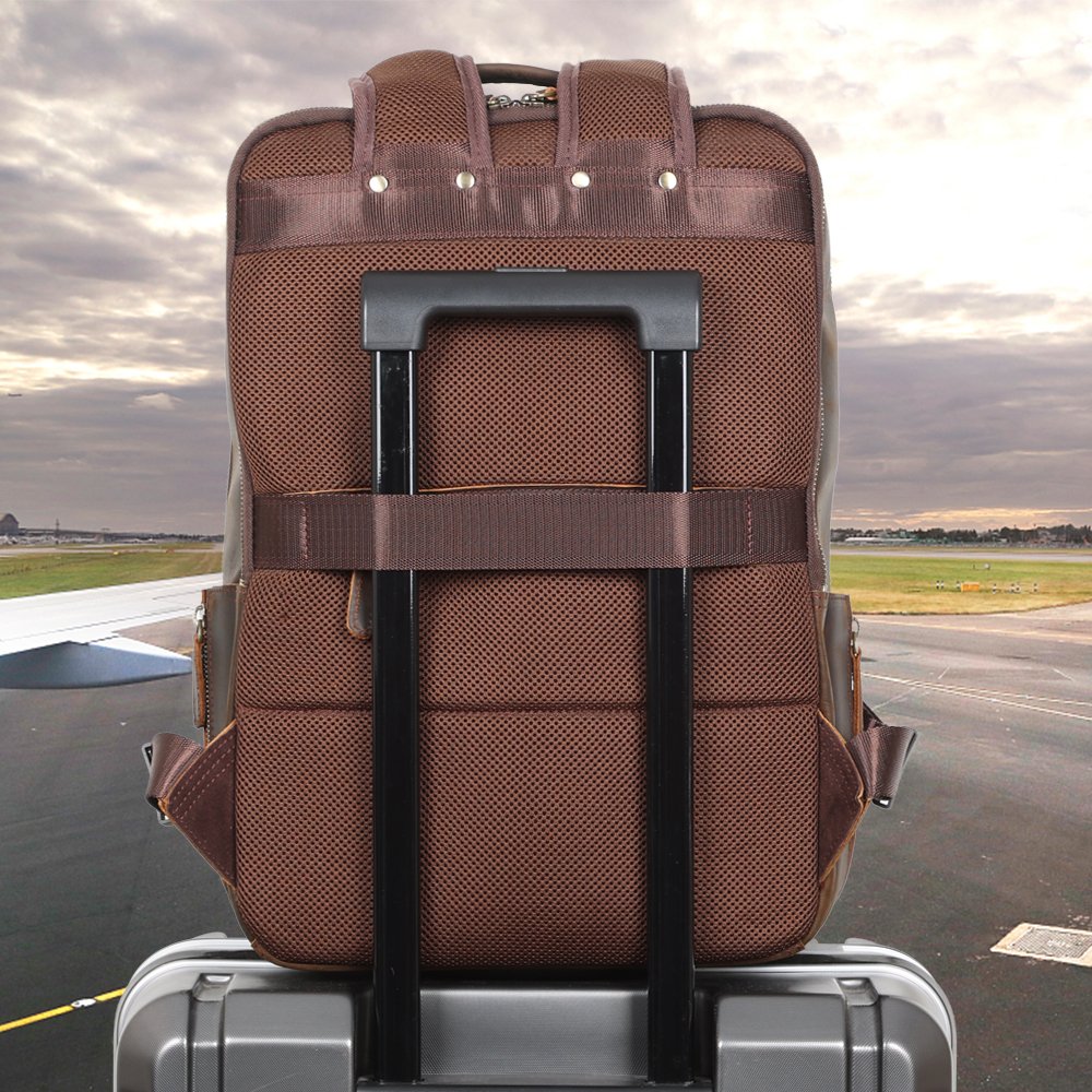 Factory Wholesale Genuine Full Grain Leather Men's Back Pack School Bag Vintage Outdoor Crazy Horse Cowhide Laptop Backpack