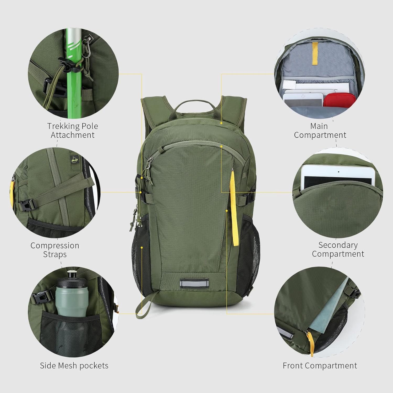 Water Resistant Lightweight Small 20L Outdoor Camping Backpack Travel Backpacks Hiking Daypack