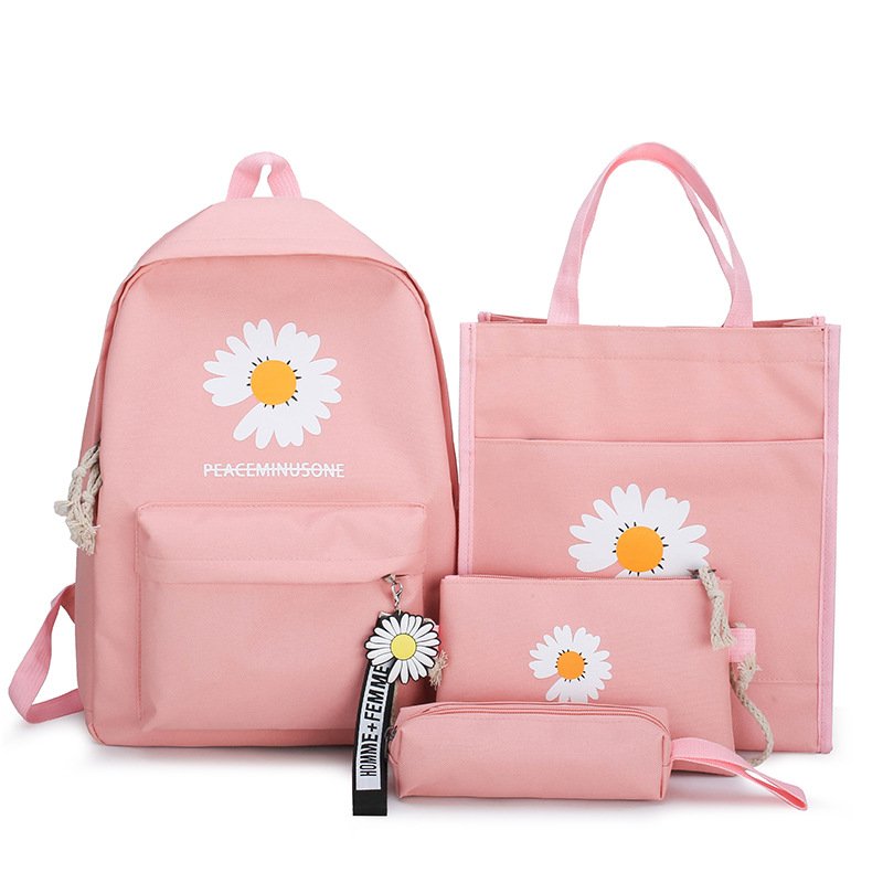 Wholesale New Fashion promotional daisy pink canvas large capacity school bag laptop backpack for teenagers