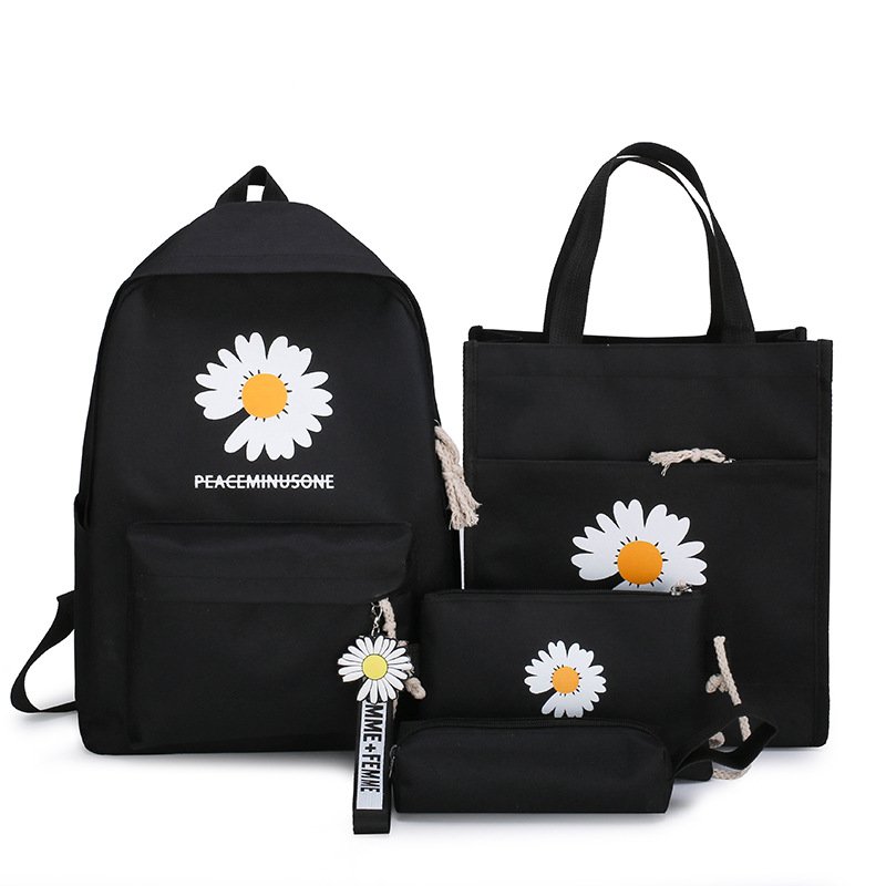 Wholesale New Fashion promotional daisy pink canvas large capacity school bag laptop backpack for teenagers