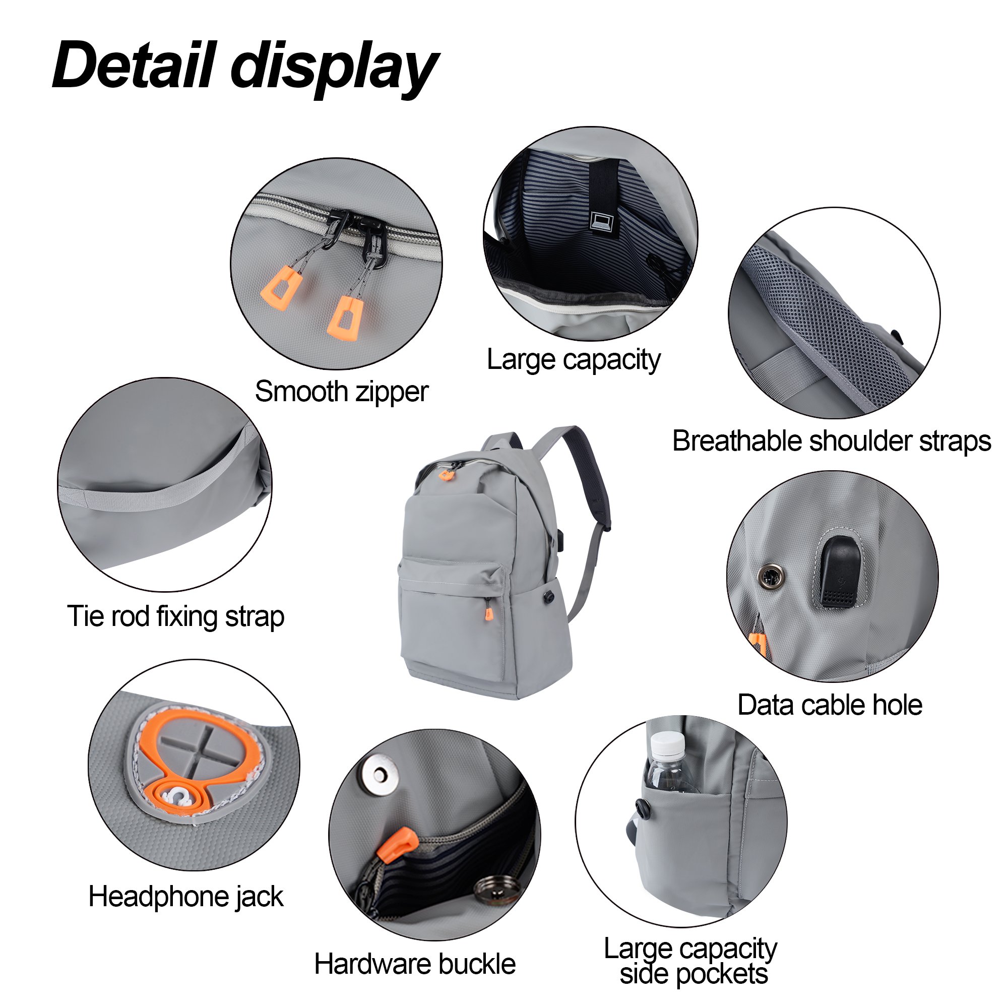 Durable polyester waterproof women travel laptop backpack bag with zipper for college students school backpack