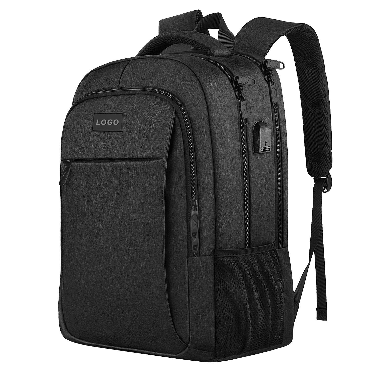 Custom Logo Big Capacity Waterproof Oxford Business Men Laptop Backpack With USB Charging Port