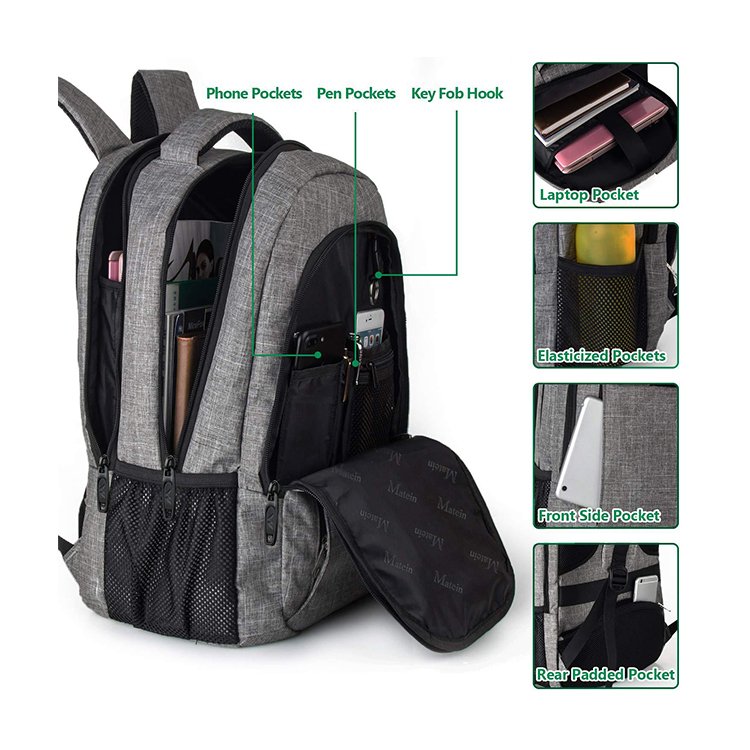 Custom Logo Big Capacity Waterproof Oxford Business Men Laptop Backpack With USB Charging Port