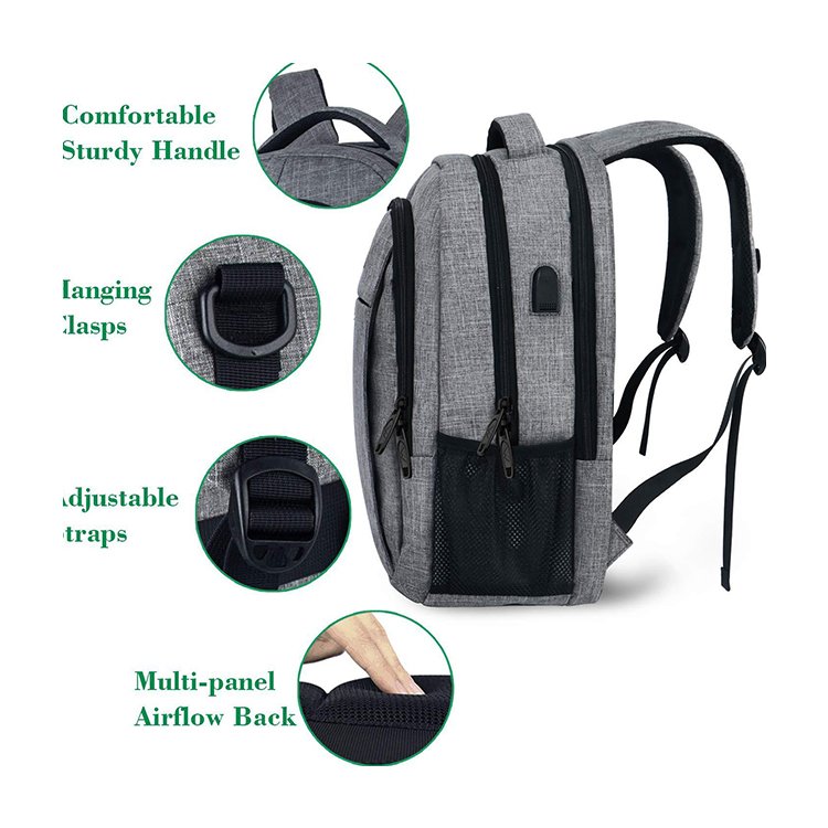 Custom Logo Big Capacity Waterproof Oxford Business Men Laptop Backpack With USB Charging Port