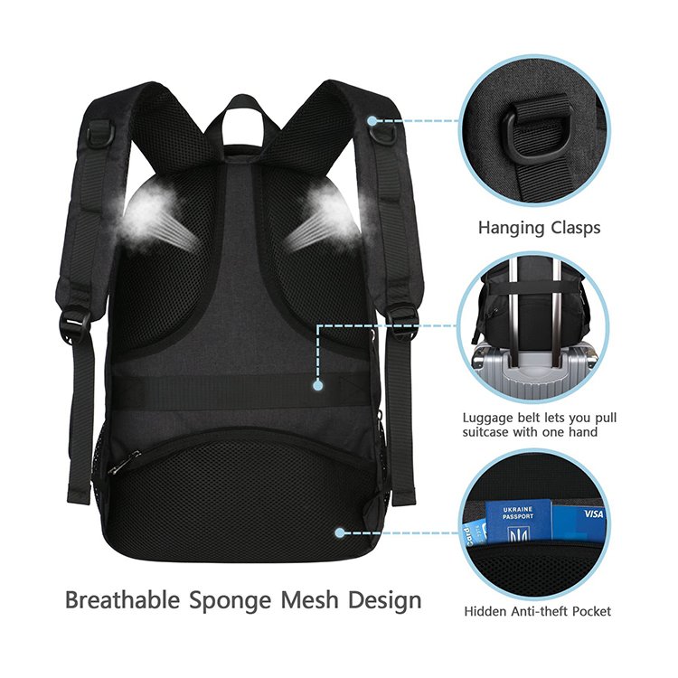 Custom Logo Big Capacity Waterproof Oxford Business Men Laptop Backpack With USB Charging Port