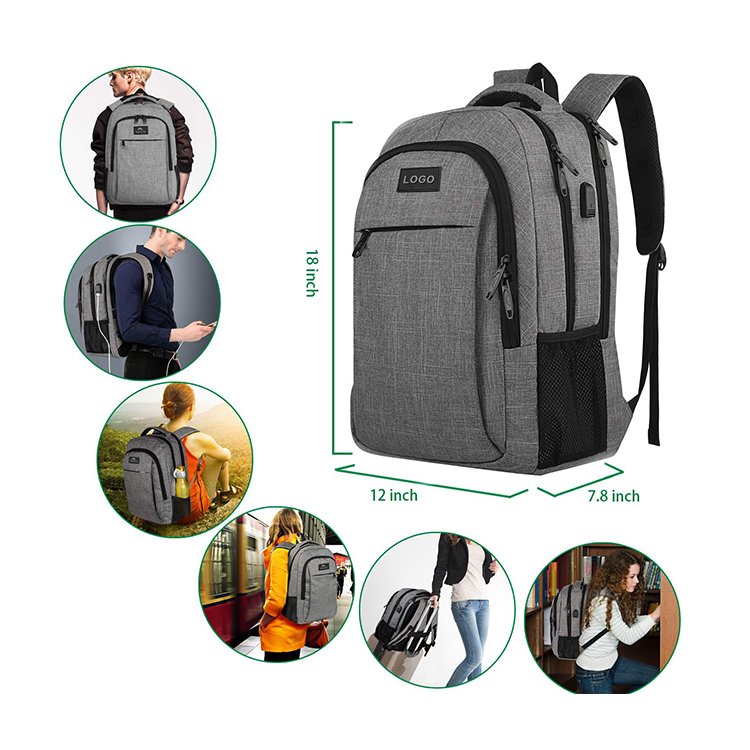 Custom Logo Big Capacity Waterproof Oxford Business Men Laptop Backpack With USB Charging Port