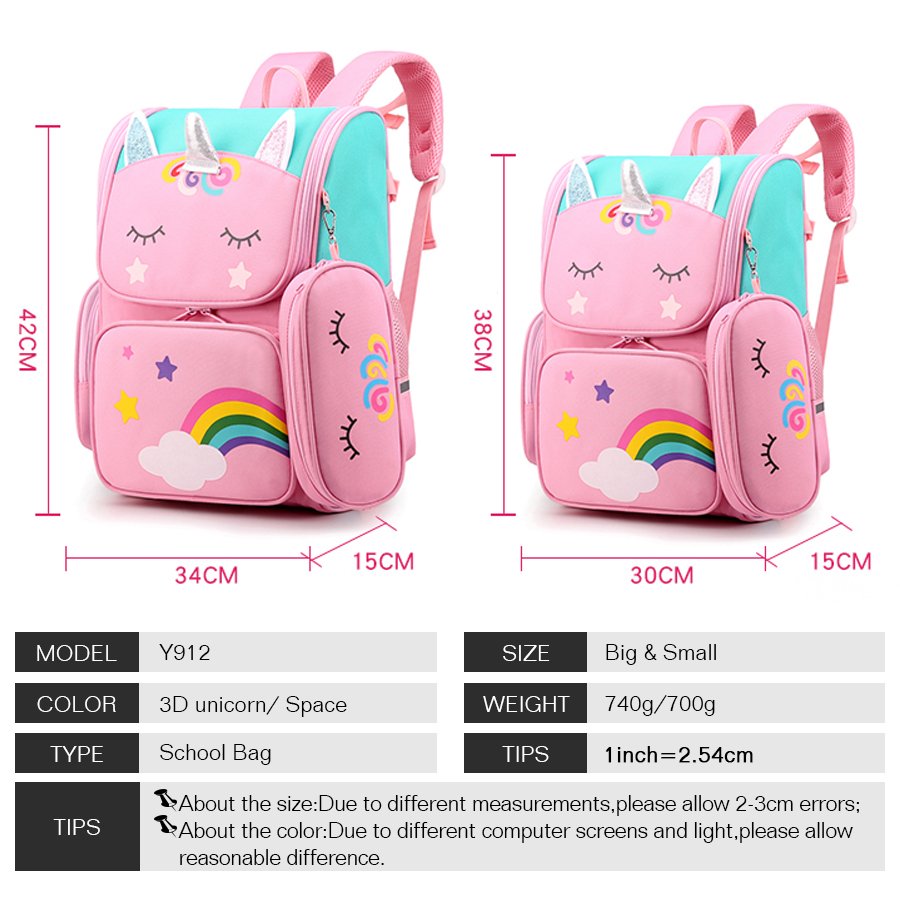 Unicorns Girls School Bag Student Book Schoolbag Kids Travel Laptop Backpack