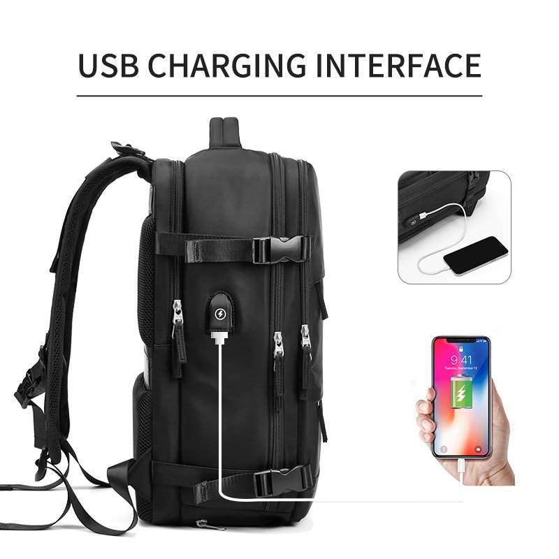 Factory hot sell bag with usb waterproof with buckle wholesale mens polyester laptop bag travel custom laptop backpack