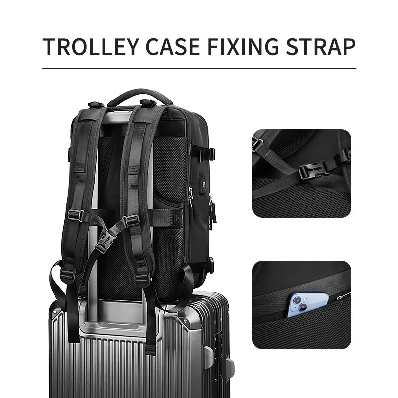 Factory hot sell bag with usb waterproof with buckle wholesale mens polyester laptop bag travel custom laptop backpack