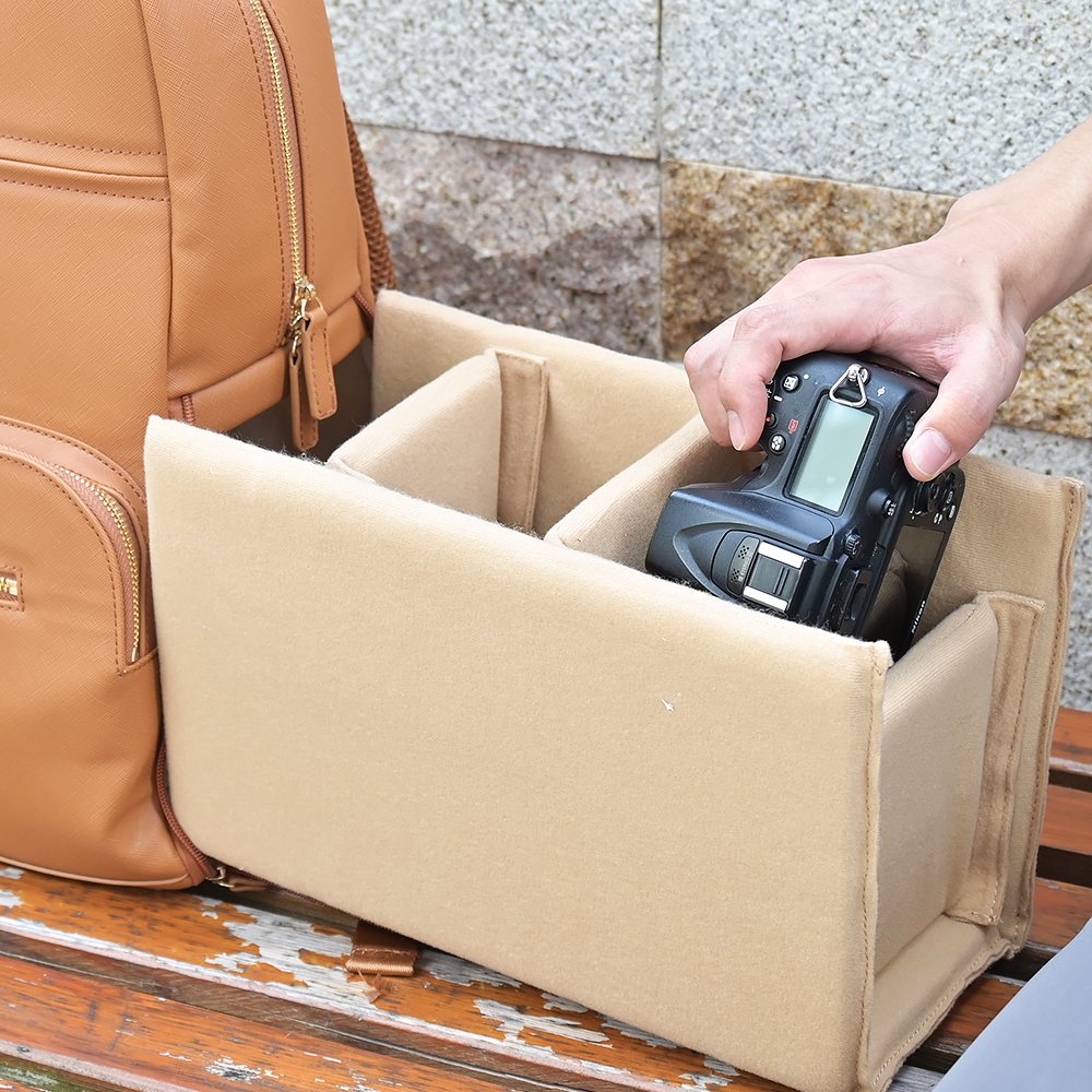 custom unisex brown microfiber vegan leather photographer travel laptop dslr camera bags backpack