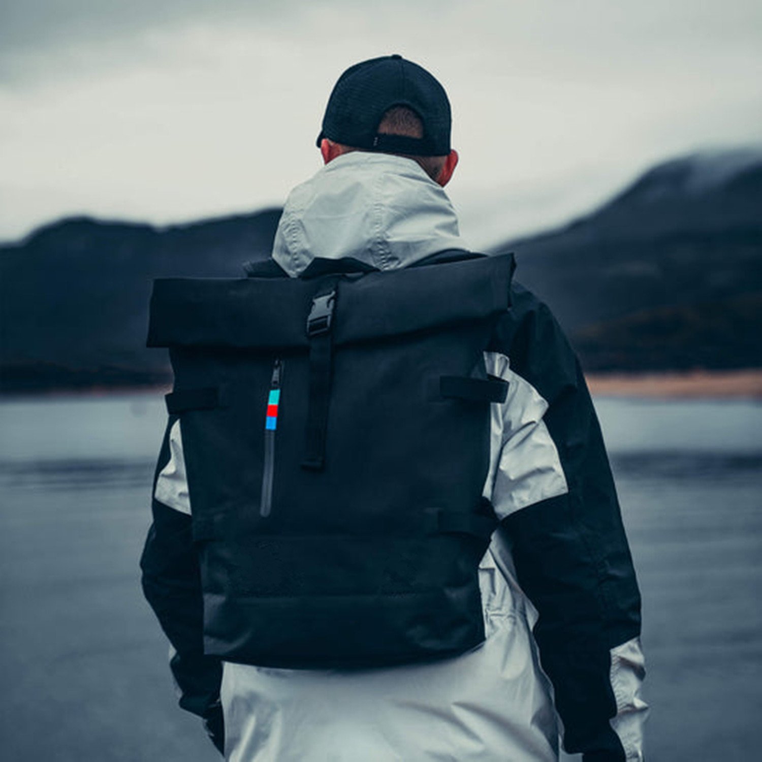 Ocean Impact Plastic Fabric Waterproof finish Durable & Stain-repellent Flexible Recycled Rolltop Laptop Backpack