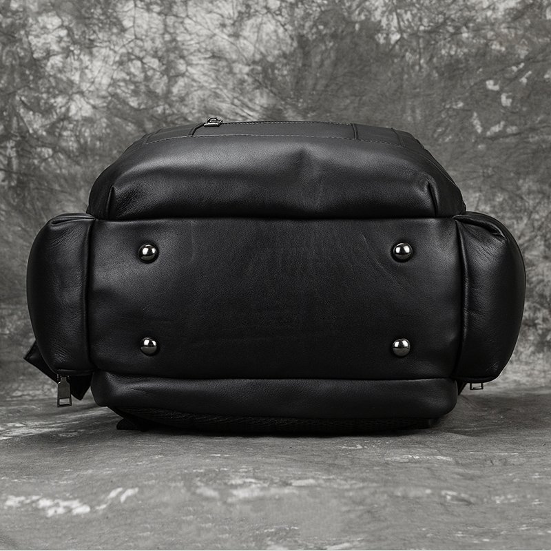 Large Capacity Backpack Black Functional Rucksack Men Genuine Leather Laptop Backpack Women Casual Travel Bag