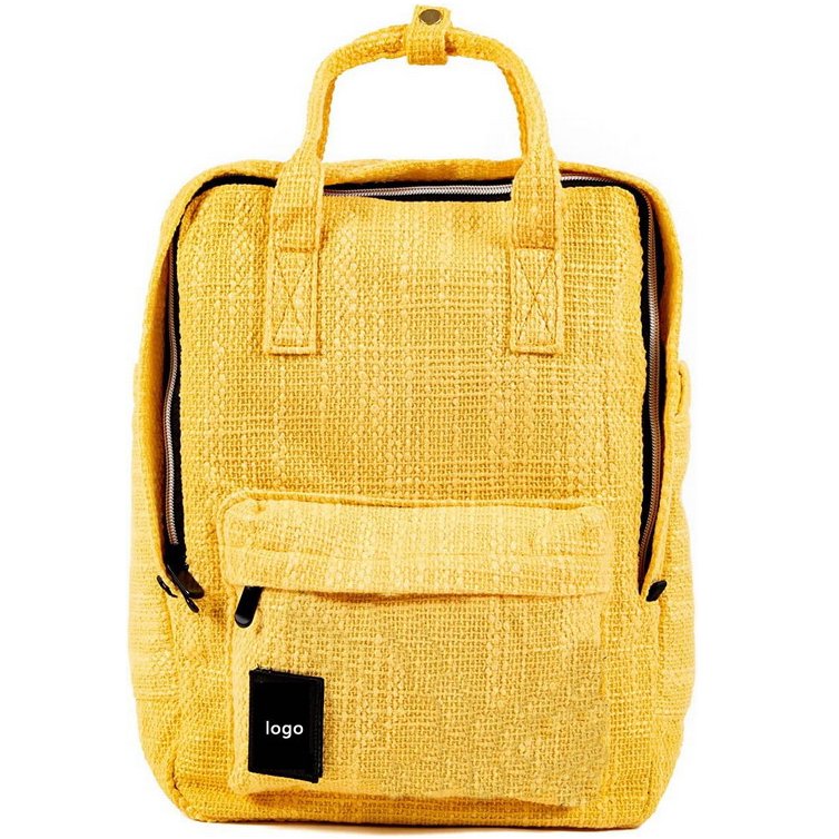 Wholesale eco friendly laptop backpack pure hemp jute backpacks customized computer daypack