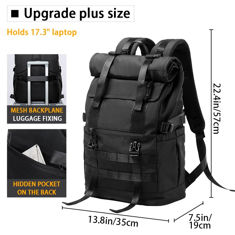45L Expandable Travel Laptop Backpack Sport Outdoor Bag For Men Anti Theft Roll Top Backpack