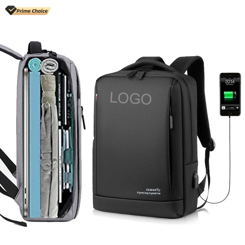 Travel Laptop Backpack With USB Simple Custom LOGO Business Laptops Backpack Waterproof College School Computer Bag Men Bag