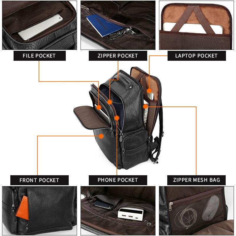 2024 Large Capacity Business Outdoor Waterproof Travel Vintage Cowhide Laptop Genuine Leather Bag manufacturer Backpack For Men