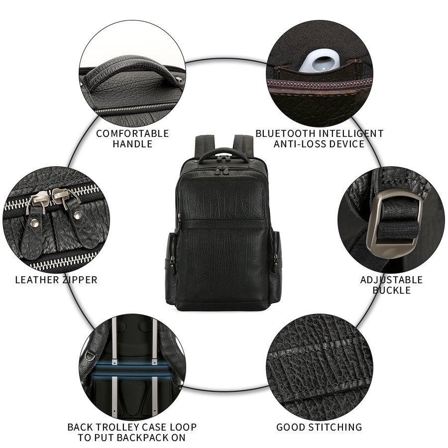 2024 Large Capacity Business Outdoor Waterproof Travel Vintage Cowhide Laptop Genuine Leather Bag manufacturer Backpack For Men