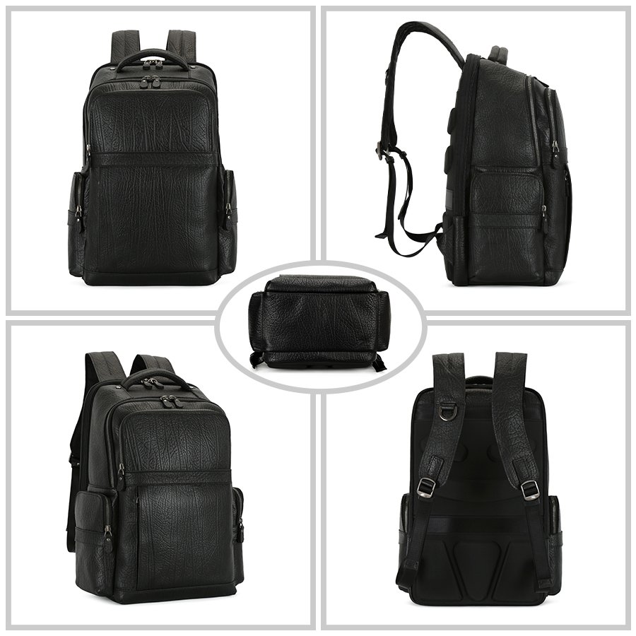 2024 Large Capacity Business Outdoor Waterproof Travel Vintage Cowhide Laptop Genuine Leather Bag manufacturer Backpack For Men