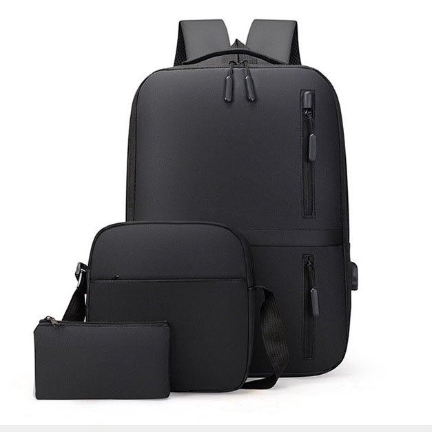 Custom Wholesale 15.6 inches usb charging Computer Backpack 3 Pcs Set men's outdoor travel Laptop Backpack Bag with usb