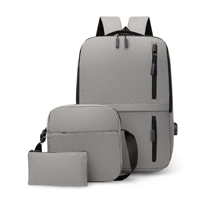 Custom Wholesale 15.6 inches usb charging Computer Backpack 3 Pcs Set men's outdoor travel Laptop Backpack Bag with usb