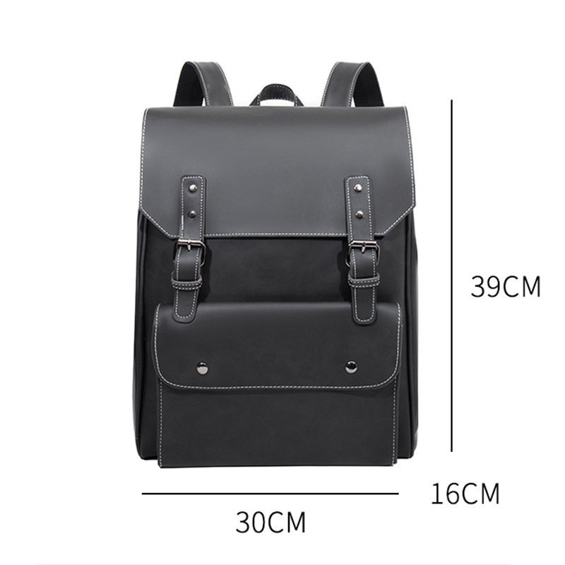 PU Leather Backpack for Men Women Travel Laptop Shoulder Bag Computer Bag with Magnetic Shut