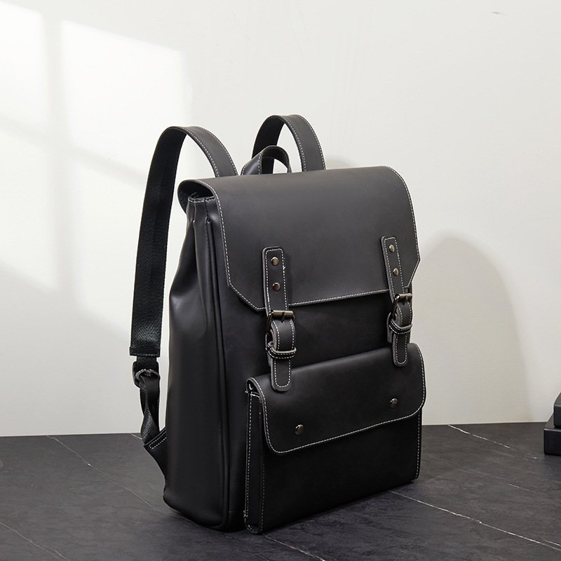 PU Leather Backpack for Men Women Travel Laptop Shoulder Bag Computer Bag with Magnetic Shut