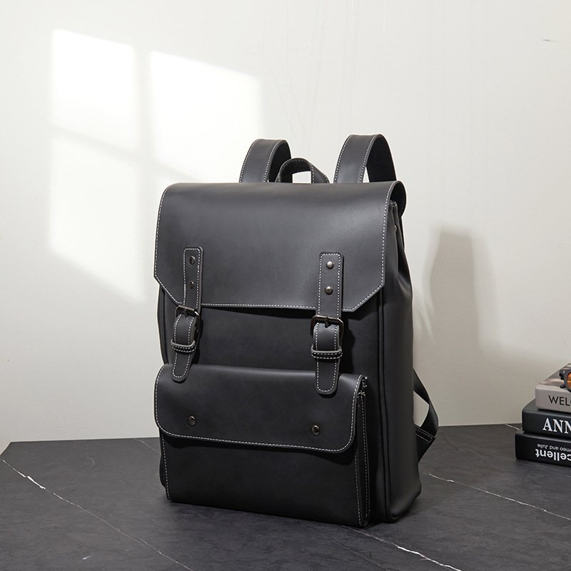 PU Leather Backpack for Men Women Travel Laptop Shoulder Bag Computer Bag with Magnetic Shut