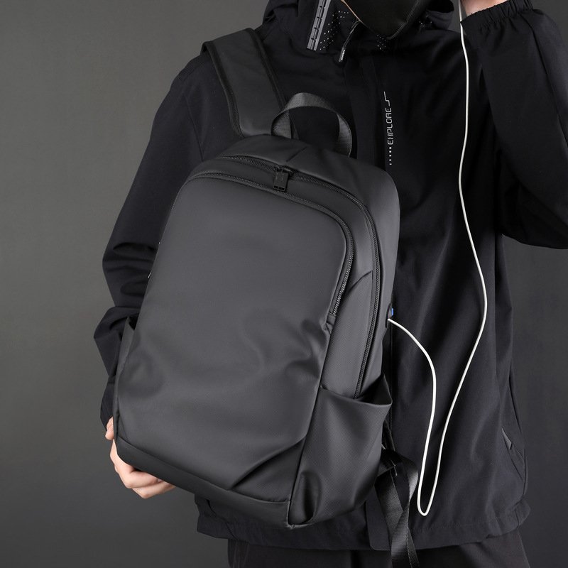 LP104 High quality business waterproof travel men nylon fabric laptop backpack with headphone jack