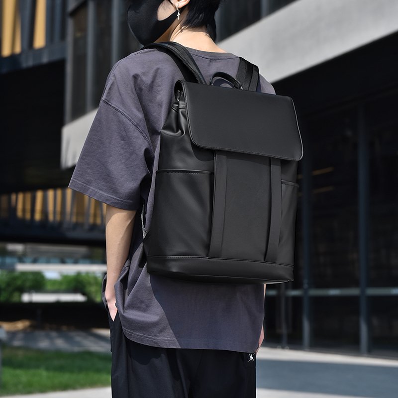 Retro simple business PU waterproof wear-resistant laptop backpack Men's backpack suitable for daily work out