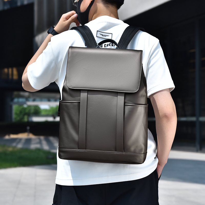 Retro simple business PU waterproof wear-resistant laptop backpack Men's backpack suitable for daily work out