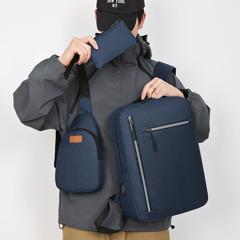 2024 New Hot Sale Custom Logo Wholesale USB Light Laptop Backpack Large Capacity Zipper Soft Hot Sale Laptop Backpack Set