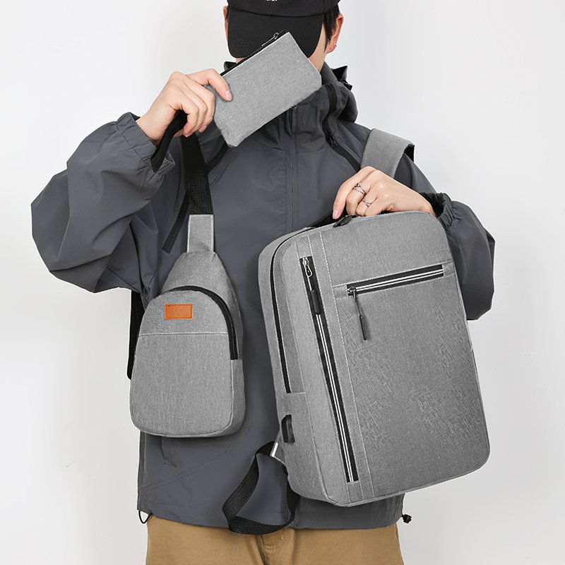 2024 New Hot Sale Custom Logo Wholesale USB Light Laptop Backpack Large Capacity Zipper Soft Hot Sale Laptop Backpack Set