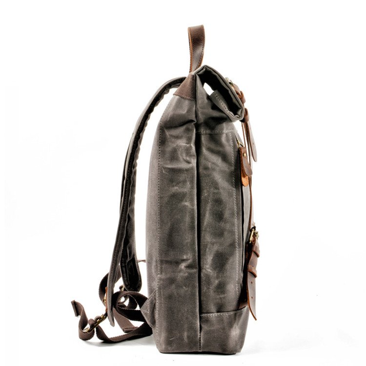 Men's and women's universal batik canvas leather rucksack outdoor hiking travel waterproof backpack casual laptop backpacks