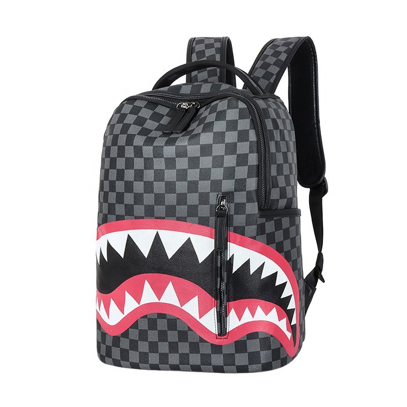 Unisex Fashion Book Bags Custom Print Backpack For College Students Leather Backpack For Laptop Casual Sports Shark Backpack