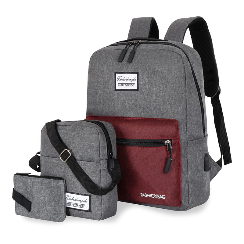 2024 New Latest Design Business Backpack Large Capacity Usb Charging Student Laptop Backpack Three-piece Set