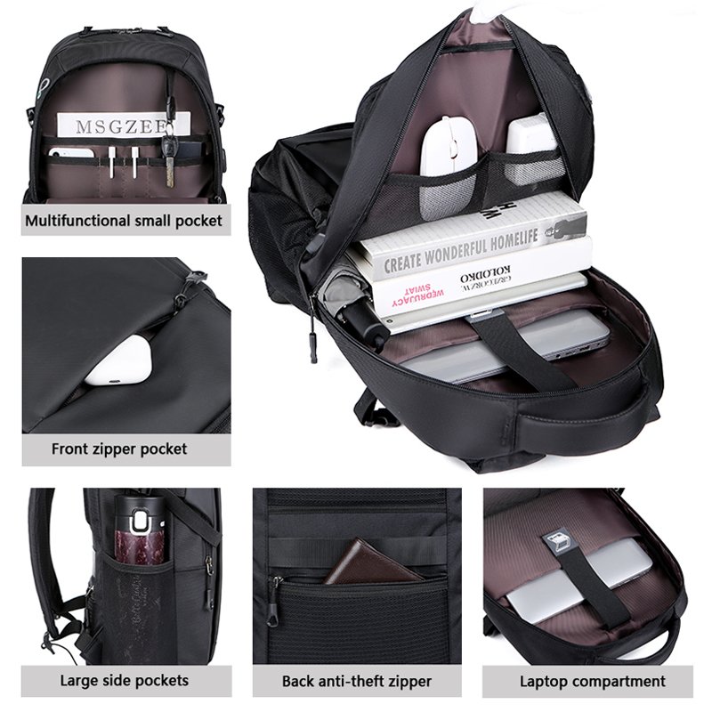 Custom New15.6 Inch Waterproof leather business school computer anti theft office men's travel USB laptop bag backpack for women